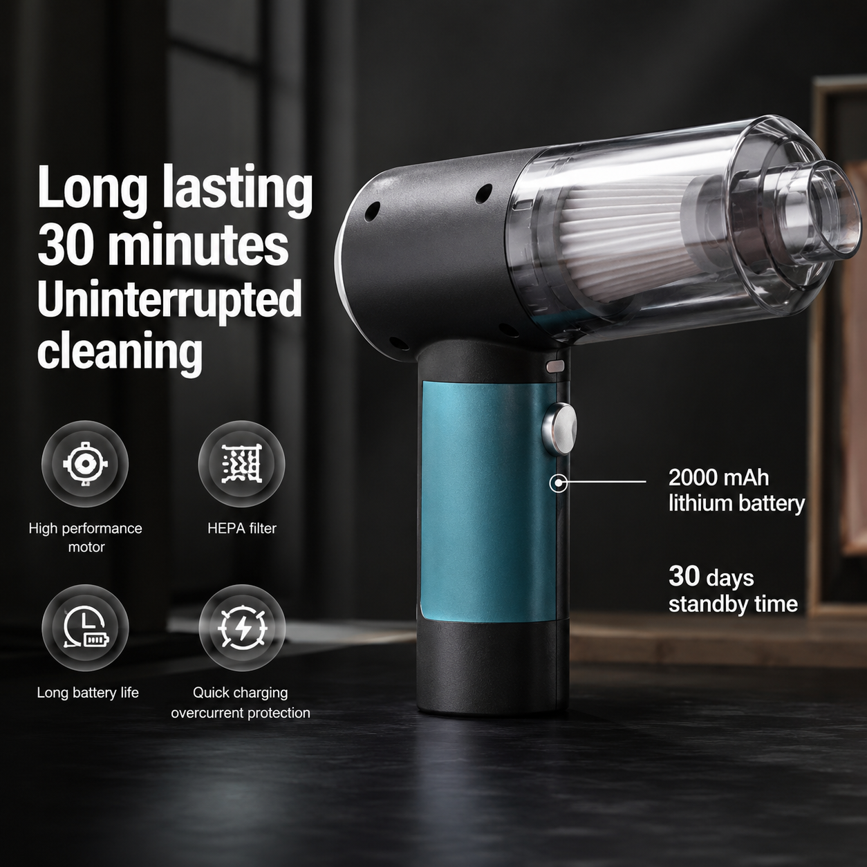TurboClean™ 3-in-1 Cordless Vacuum Cleaner Powerful Suction • Air Blower • USB Rechargeable • Lightweight